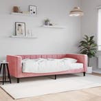 vidaXL Slaapbank met matras 90x200 cm fluweel roze, 90 cm, Eenpersoons, Verzenden, Nieuw