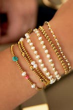 Armband parels Goud kleur Stainless Steel - Goudkleur, Sieraden, Tassen en Uiterlijk, Armbanden, Verzenden, Nieuw
