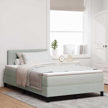 vidaXL LED Box Spring Bed Lichtgrijs 120 x 190 cm Fluweel, Verzenden, Nieuw, Grijs, Stof