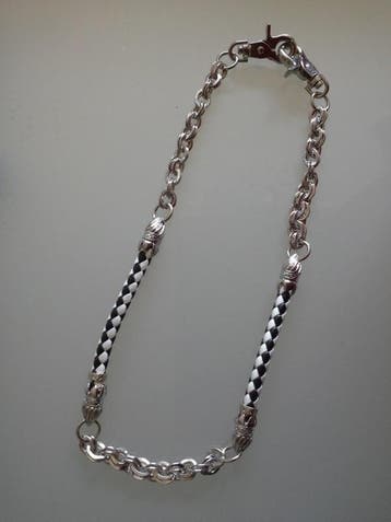 Wallet Chain zwart/ wit leder., Verzenden, Nieuw