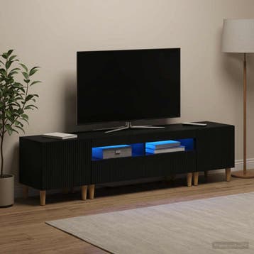 vidaXL 3-delige LED TV-kast ARNHEM 3 st Zwart Bewerkt hout, Minder dan 50 cm, Verzenden, Nieuw, Minder dan 100 cm