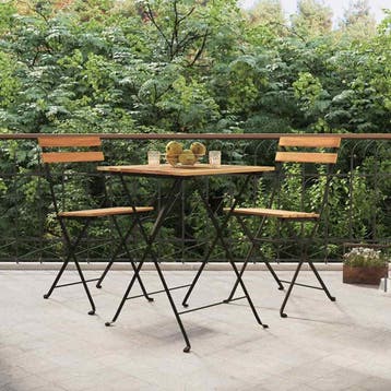 vidaXL 3-delige Bistroset inklapbaar massief teakhout en, Tuin en Terras, Verzenden, Nieuw, Hout