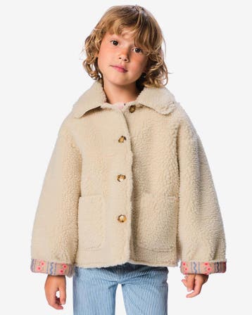 HEMA Kinderjas teddy bloemen ecru 30% korting ; vanaf 24.99, Verzenden, Nieuw