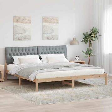 vidaXL Bedframe met Gevoerd Hoofdgedeelte Bruin 200 x 200 cm, Huis en Inrichting, Slaapkamer | Bedden, Verzenden, Nieuw, Bruin