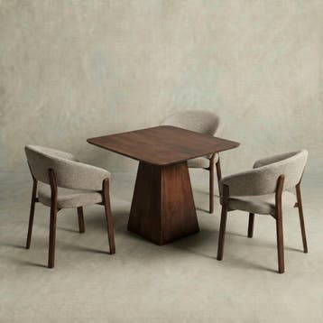 Mangohouten eettafel Mick vierkant bruin 90x90cm, Verzenden, Vierkant, Nieuw, Industriële meubels