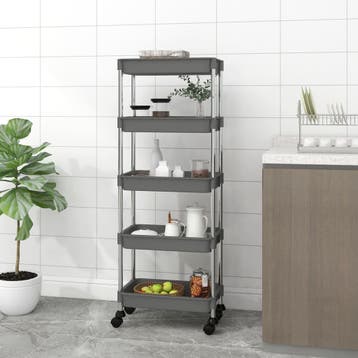vidaXL Keukentrolley 5-laags 42x29x128 cm ijzer en ABS grijs, Verzenden, Nieuw