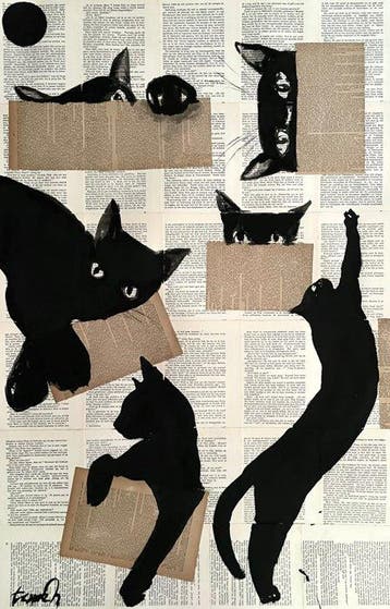 TOMEH - “Cat Stories” – XL painting -Original Ink and
