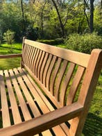 Tuinbank 150 cm breed teakhout, uit voorraad geleverd!, Tuin en Terras, Ophalen of Verzenden, Nieuw, Hout