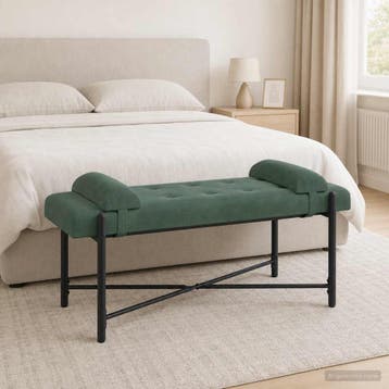 vidaXL Knop-gestept Bankje met Kussens Zeegroen 110 x 40 x, Verzenden, Nieuw, Stof