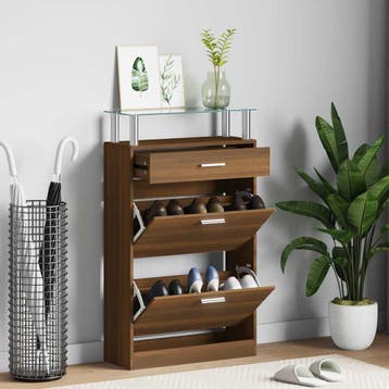 vidaXL Schoenenkast 63x24x104 cm bewerkt hout bruin, Verzenden, Nieuw