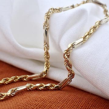 Bicolor gouden Figarope schakelketting; Cento Group, Ophalen of Verzenden, Gebruikt, Overige kleuren, Goud