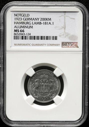 Duitsland, Hamburg 200.000 Mark 1923 - NGC MS66, Postzegels en Munten