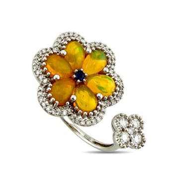 Ring - 14 karaat Exclusive 14K witgoud 1,43 ct opaal,, Sieraden, Tassen en Uiterlijk, Nieuw