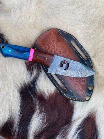 Keukenmes - Handgemaakte Damascus-stijl jachtmes met