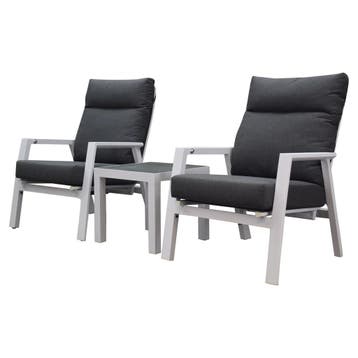 Vegas lounge balkonset 3 delig verstelbaar aluminium wit, Ophalen of Verzenden, Nieuw, Aluminium