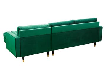 Elegante hoekbank COSY VELVET 260cm smaragdgroene fluwelen, Ophalen of Verzenden, Nieuw