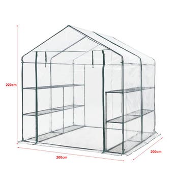 [en.casa] Tuinkas Grünau met 12 planken 200x200x220 cm trans, Verzenden, Nieuw