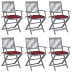 vidaXL Tuinstoelen 6 st inklapbaar met kussens massief, Verzenden, Nieuw, Hout