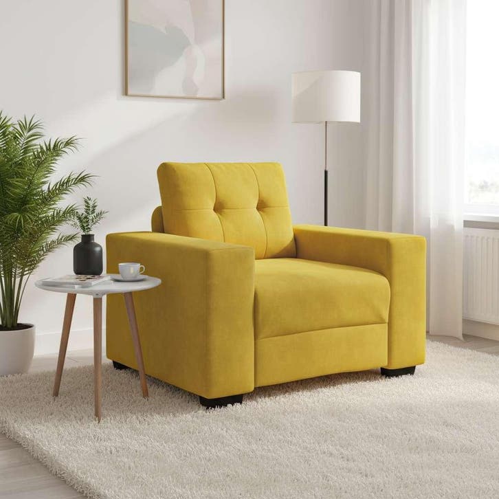 vidaXL Sofastoel Geel 100x78x80 cm Fluweel, Huis en Inrichting, Banken | Bankstellen, Nieuw, Stof, Verzenden