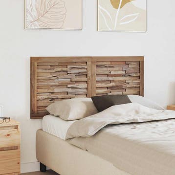 vidaXL Bed Hoofdbord Naturel Massief Teakhout, Verzenden, Nieuw, Bruin, Hout