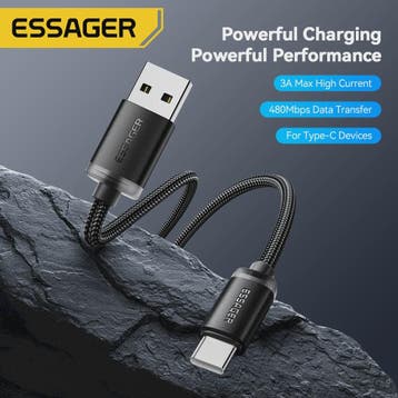 Essager 3A USB-C Laad- en Datakabel - Snel Opladen & Dataove, Verzenden, Nieuw