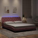 vidaXL Bedframe met LED zonder matras fluweel roze 160x200, Huis en Inrichting, Slaapkamer | Bedden, Verzenden, 200 cm, Stof, 160 cm