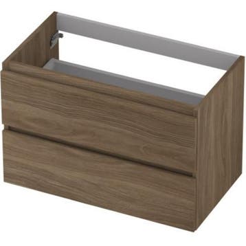 INK - Onderkast 2 Laden Greeploos met Houten Keerlijst -, Huis en Inrichting, Badkamer | Badkamermeubels, Ophalen of Verzenden