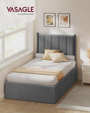 VASAGLE Bedframe met Opbergruimte en Hoofdbord - 90x200 cm -, Verzenden, Nieuw