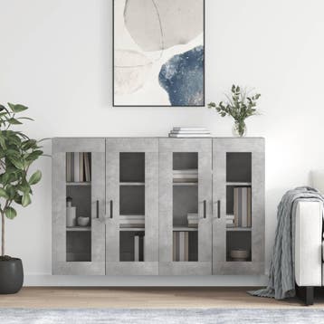 vidaXL Hangkasten 2 st bewerkt hout betongrijs, Verzenden, Nieuw, Overige houtsoorten
