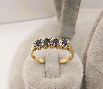 Ring - 19.2 kt. Geel goud - 0.60ct. tw. Saffier - Diamant, Nieuw