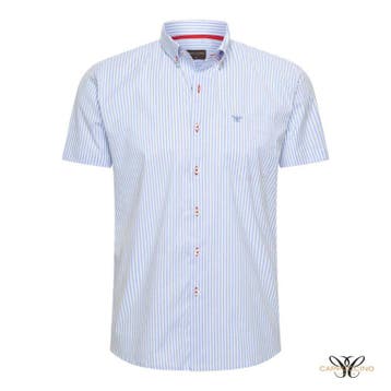2dekans | Cappuccino Bronte shirt streepjes Lichtblauw -, Kleding | Heren, Overhemden, Ophalen of Verzenden, Zo goed als nieuw