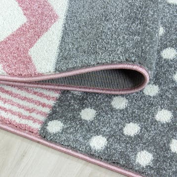 Kindervloerkleed | Kids | Blokken | Roze | 80x150 cm, Verzenden, Nieuw
