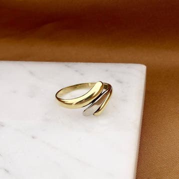 Bicolor gouden ring, Sieraden, Tassen en Uiterlijk, Ringen, 18 tot 19, Gebruikt, Ophalen of Verzenden, Dame