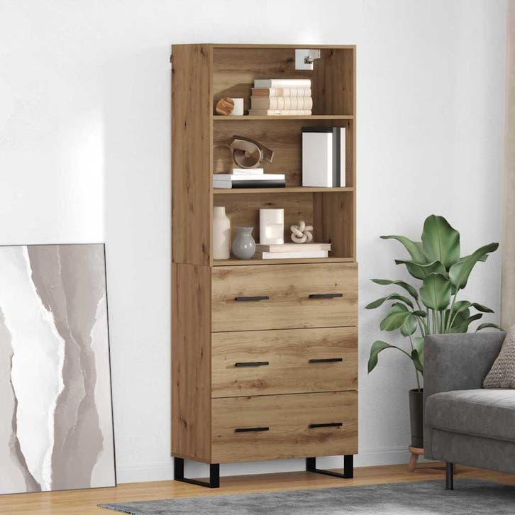 vidaXL buffetkast 2 st Artisan Eiken 69,5 x 34 x 180 cm, Huis en Inrichting, Kasten | Buffetkasten, Nieuw, Minder dan 50 cm, Overige houtsoorten
