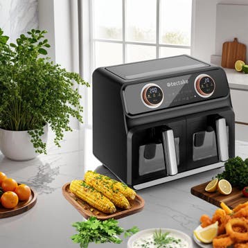 Airfryer Samurai, 2 kookruimtes, 7 programmas, 2400W, Verzenden, Nieuw