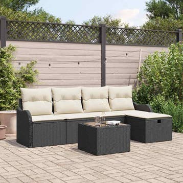 vidaXL Tuin Sofa Set 6 st Poly riet, Verzenden, Nieuw, Rotan, 6 zitplaatsen