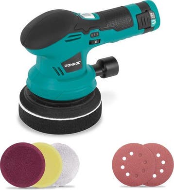 2dekans | VONROC Polijstmachine 12V - Ø 125mm - dual action, Ophalen of Verzenden, Zo goed als nieuw