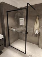 Inloopdouche mat zwart 120cm met planchet - 0009, Ophalen, Nieuw, Glas, Douche