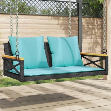 vidaXL Schommelbank met kussens 109x62x40 cm poly rattan, Verzenden, Nieuw