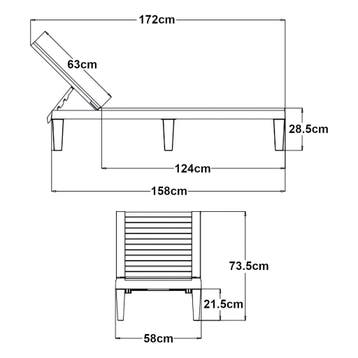 Ligbed Ateleta 172x58x73,5 cm zwart gestructureerd casa.pro, Tuin en Terras, Verzenden, Nieuw