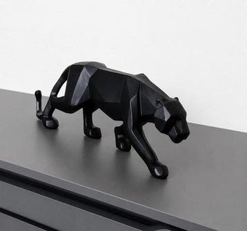 sculptuur, Modern Geometric Black Panther Figurine in