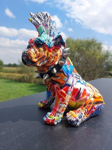 Beeld, street Art english dog with cockscomb - 29 cm -, Antiek en Kunst