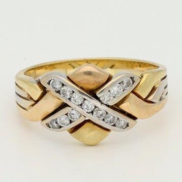 Ring - 18 karaat Geel goud, Roségoud, Witgoud Diamant, Nieuw