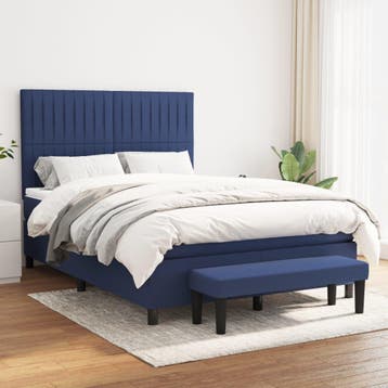 vidaXL Boxspring met matras stof blauw 140x190 cm, Stof, Verzenden, Blauw, Nieuw