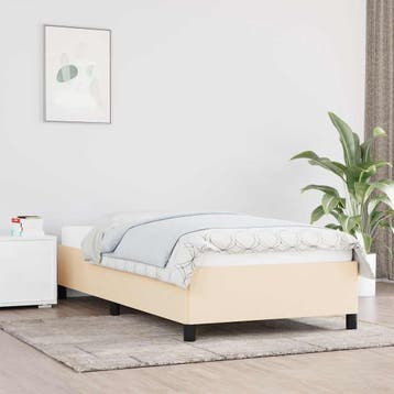 vidaXL Bedframe zonder matras 80x200 cm stof crèmekleurig, Eenpersoons, Verzenden, Nieuw, 80 cm