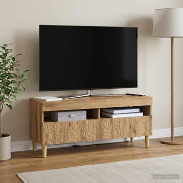 vidaXL LED tv-meubel Artisanaal eiken Bewerkt hout, Huis en Inrichting, Minder dan 50 cm, Verzenden, Nieuw, Minder dan 100 cm