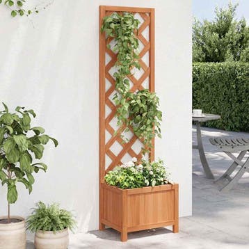 vidaXL Plantenbak met latwerk 40x30x135 cm massief vurenhout, Verzenden, Minder dan 60 cm, Nieuw, 60 cm of meer