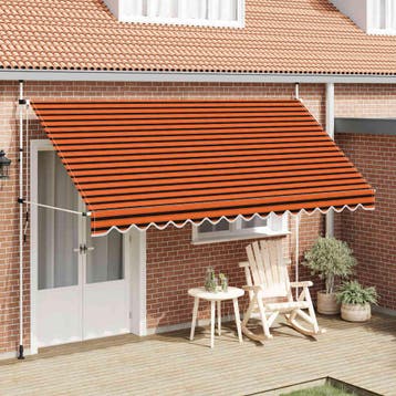 vidaXL Luifel handmatig uittrekbaar 400 cm oranje en bruin, Verzenden, Nieuw
