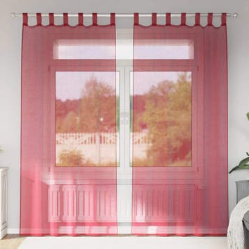 vidaXL Gordijnen voile met roedezakken 2 st wijnrood, Verzenden, Nieuw, Rood