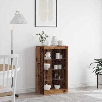 vidaXL LED Sideboard Oudhout 60,5 x 37 x 100 cm Bewerkt hout, Minder dan 50 cm, Verzenden, 100 tot 150 cm, Nieuw